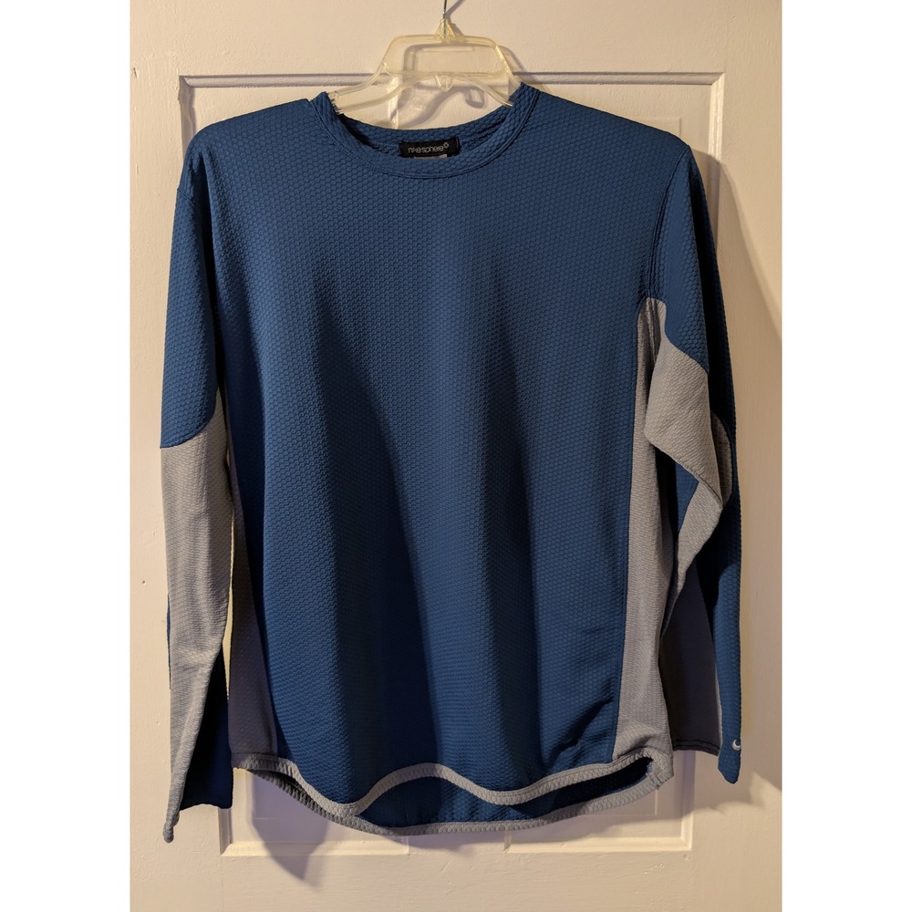 Nike Sphere Long Sleeve Shirt Mens XL Blue Textured Thermal Techwear Running